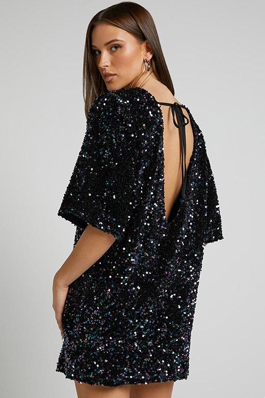 Rückenfreies Kleid Aus Samt Mit Pailletten