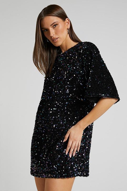 Rückenfreies Kleid Aus Samt Mit Pailletten