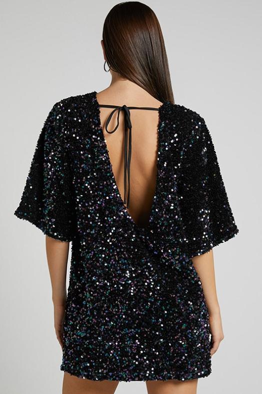 Rückenfreies Kleid Aus Samt Mit Pailletten