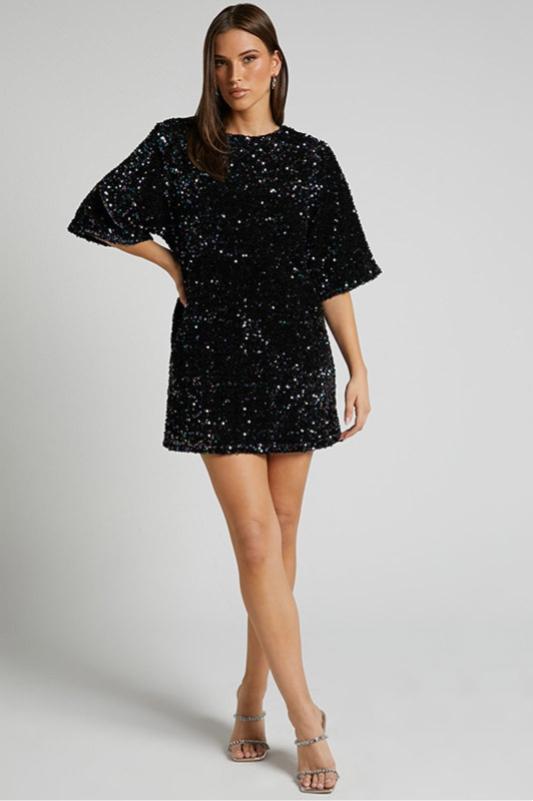 Rückenfreies Kleid Aus Samt Mit Pailletten