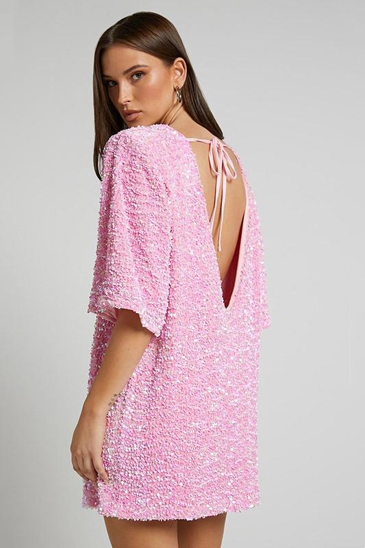 Rückenfreies Kleid Aus Samt Mit Pailletten