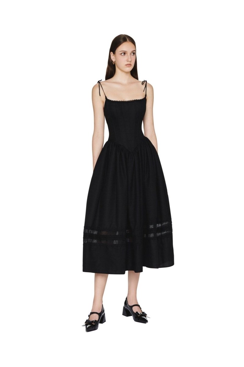 A-Linien-Kleid Mit Quadratischem Ausschnitt Und Spitzendetail