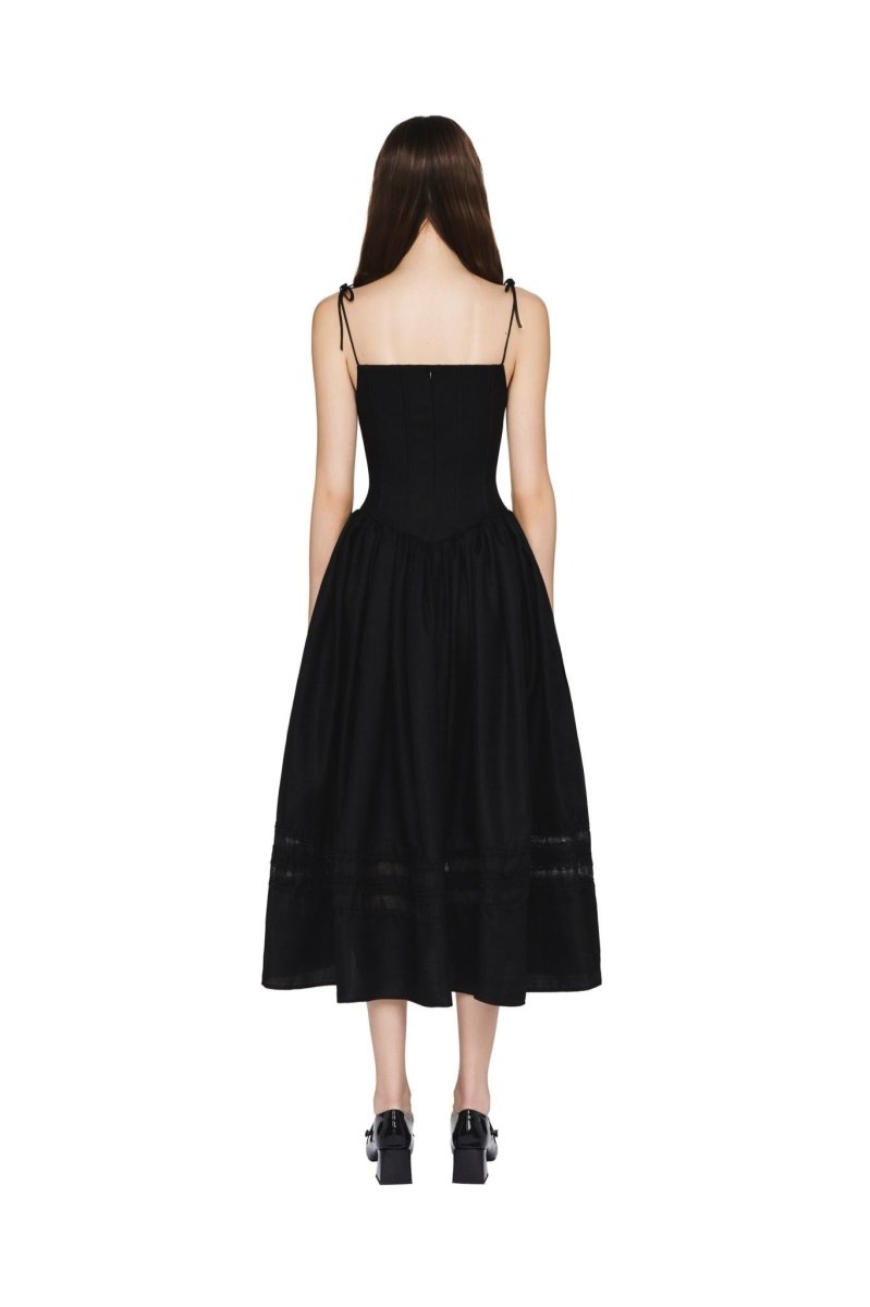 A-Linien-Kleid Mit Quadratischem Ausschnitt Und Spitzendetail
