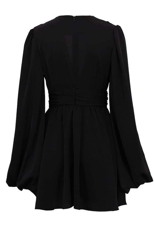 Elegantes Minikleid Mit Tiefem V-Ausschnitt Und Ballonärmeln