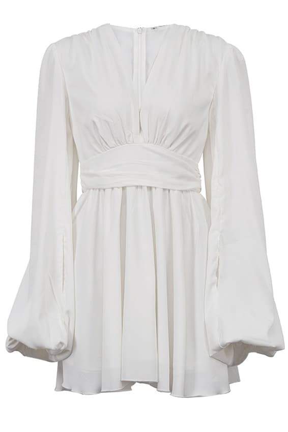 Elegantes Minikleid Mit Tiefem V-Ausschnitt Und Ballonärmeln
