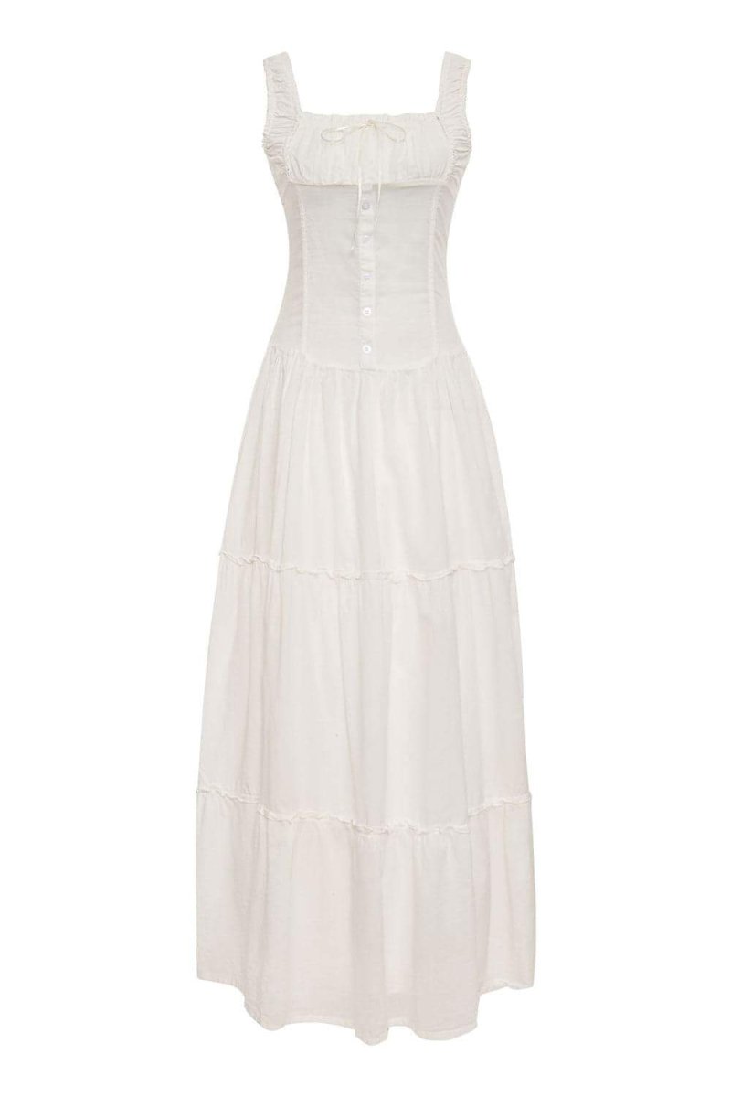 Halbtransparentes Maxikleid Mit Rüschen