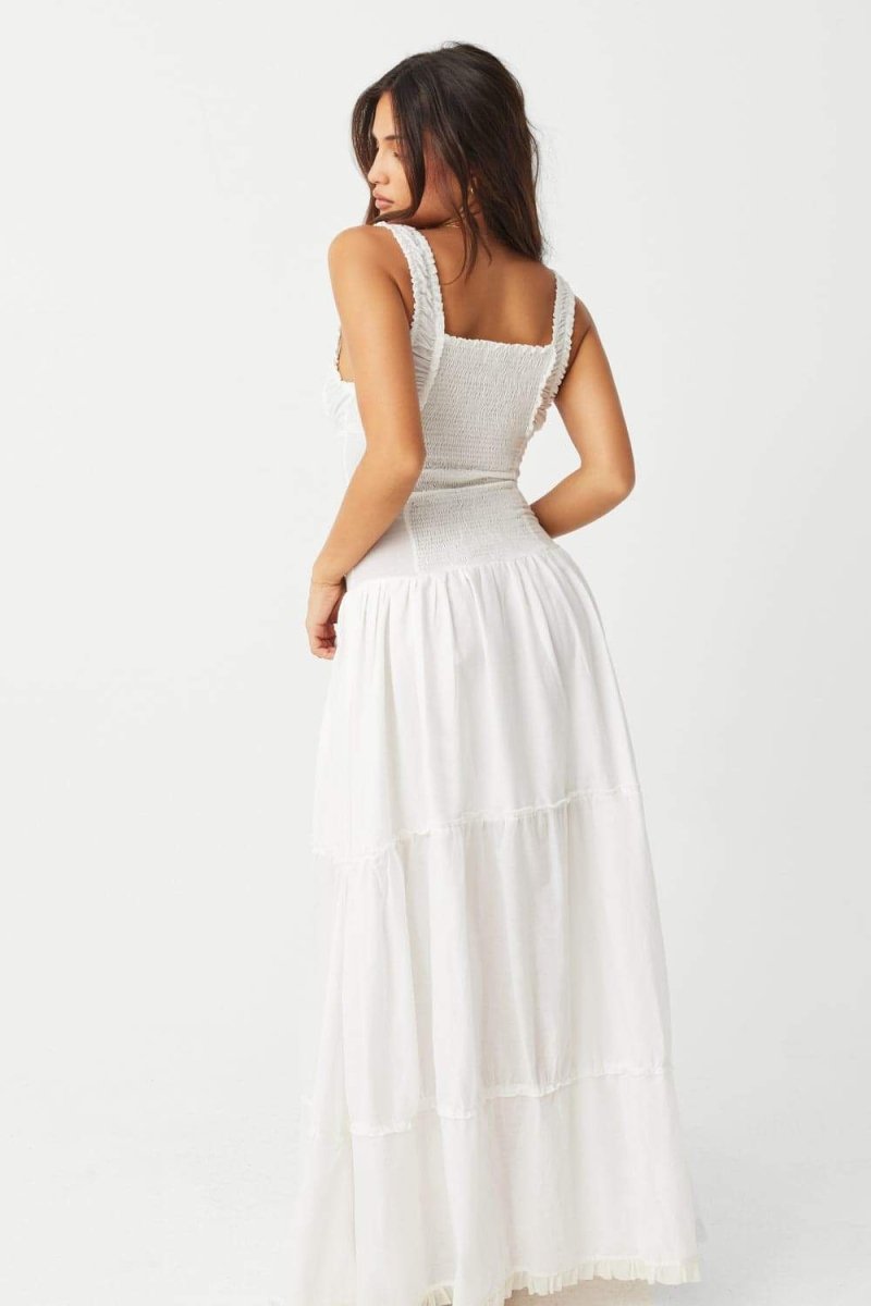 Halbtransparentes Maxikleid Mit Rüschen