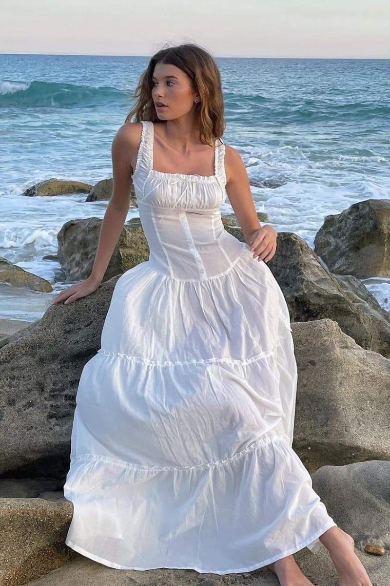 Halbtransparentes Maxikleid Mit Rüschen