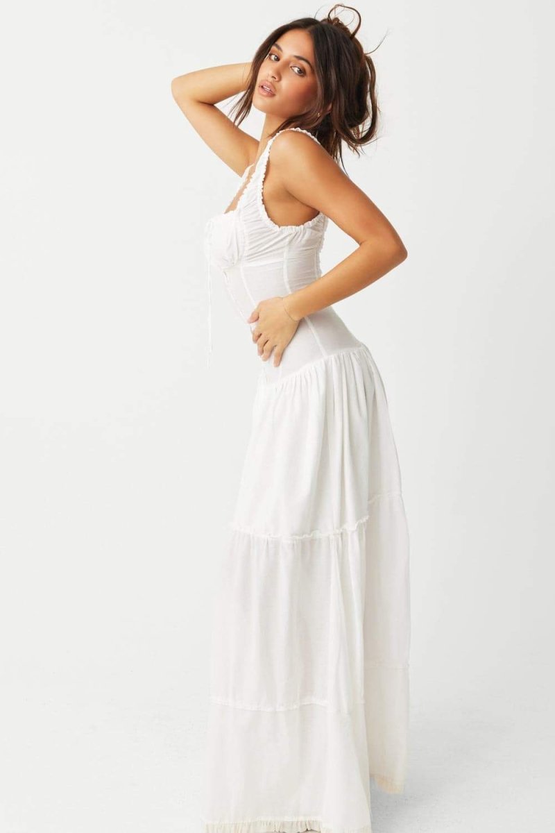 Halbtransparentes Maxikleid Mit Rüschen