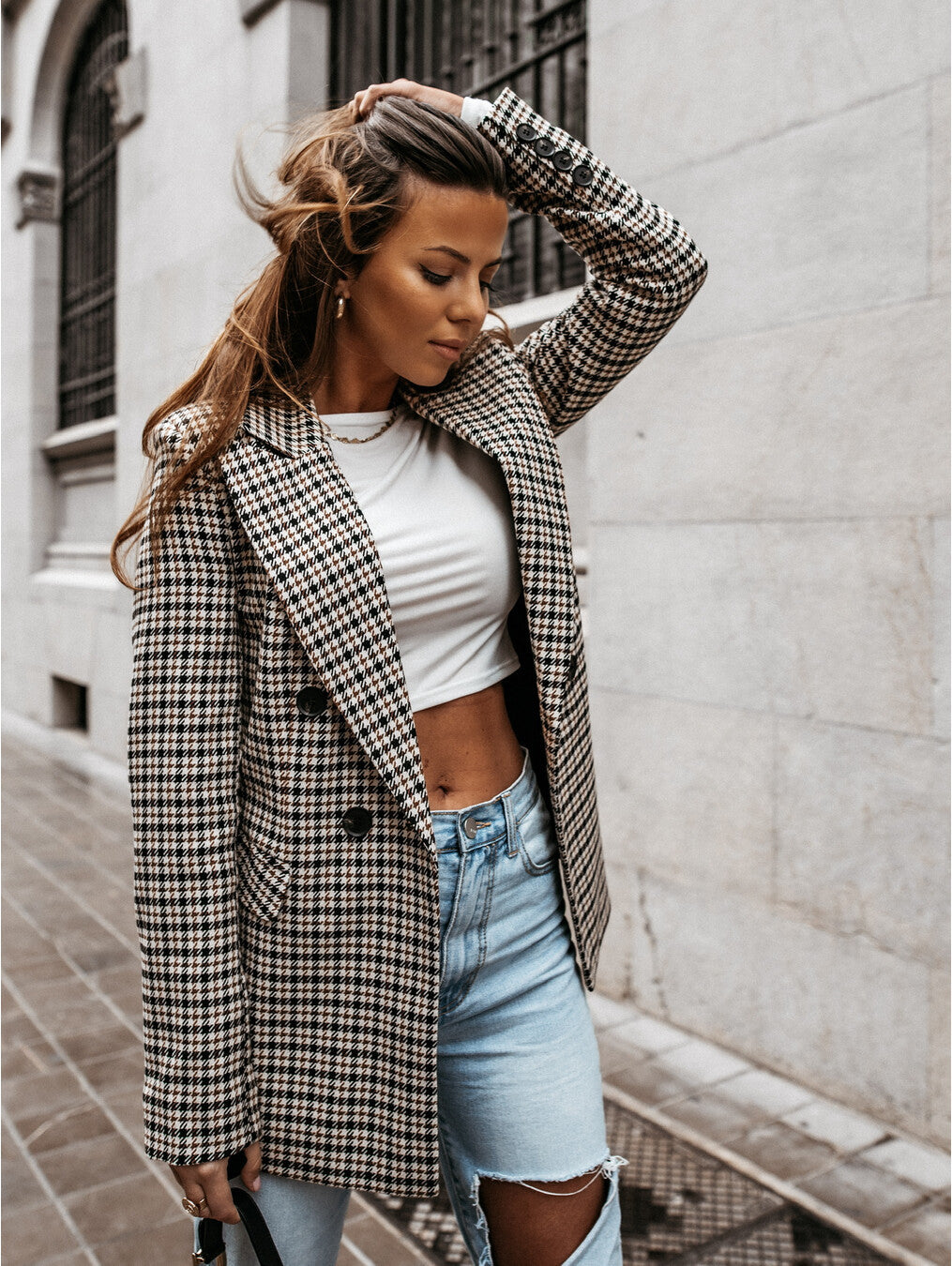 Stilvolles Design: Karierte Blazerjacke