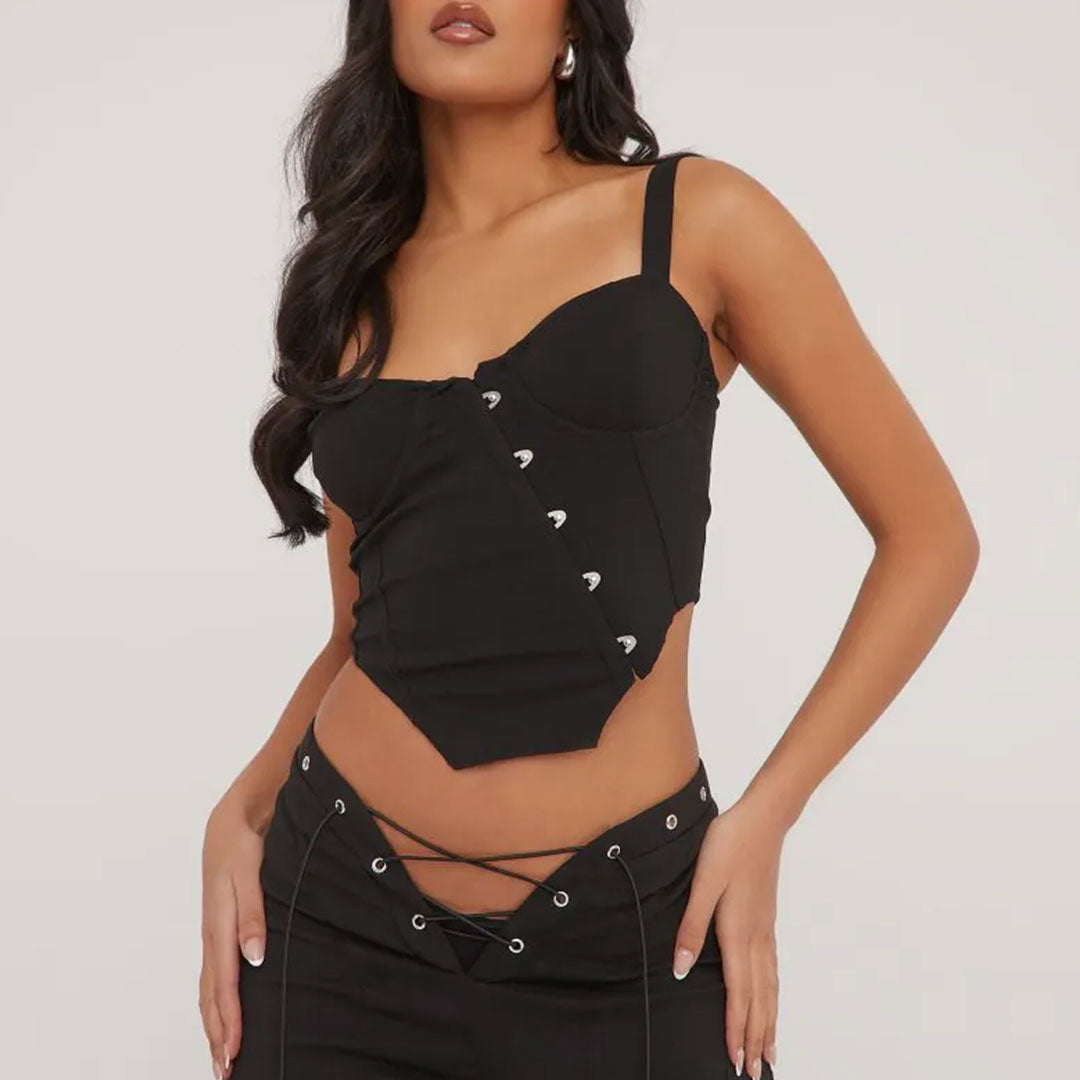 Asymmetrisches One-Shoulder-Bustier-Korsett-Oberteil Mit Haken Und Öse, Ärmellos