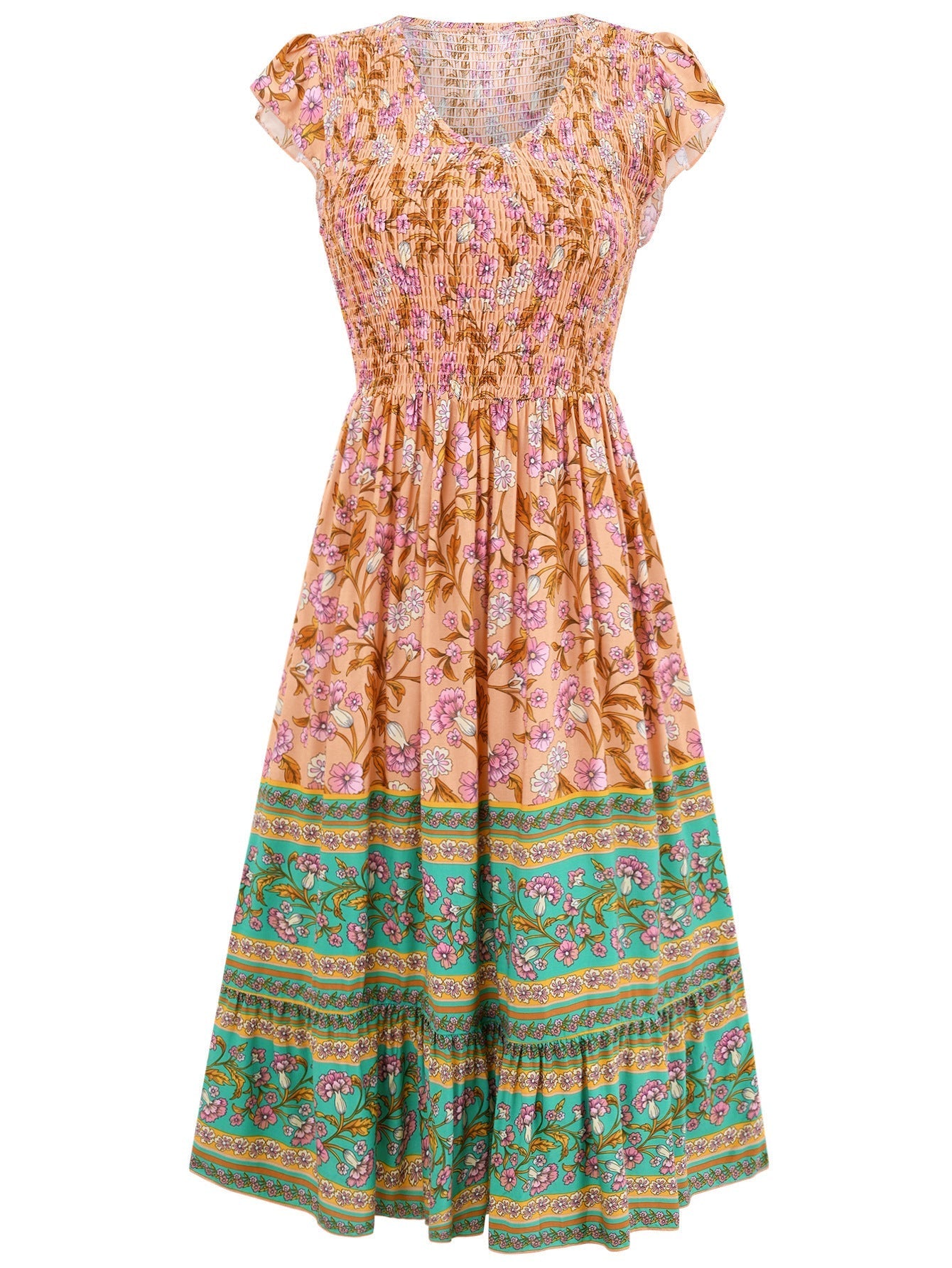 Kurzarm-Midikleid Ohne Ärmel