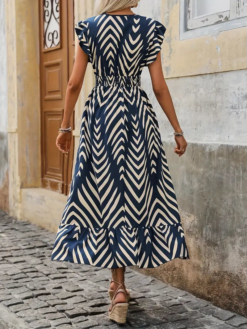 Maxi-Sommerkleid Mit Allover-Print Und Rüschen