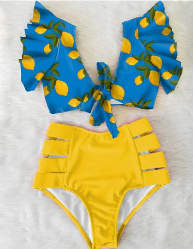 Bikini Mit Hoher Taille Und Stilvollem Muster