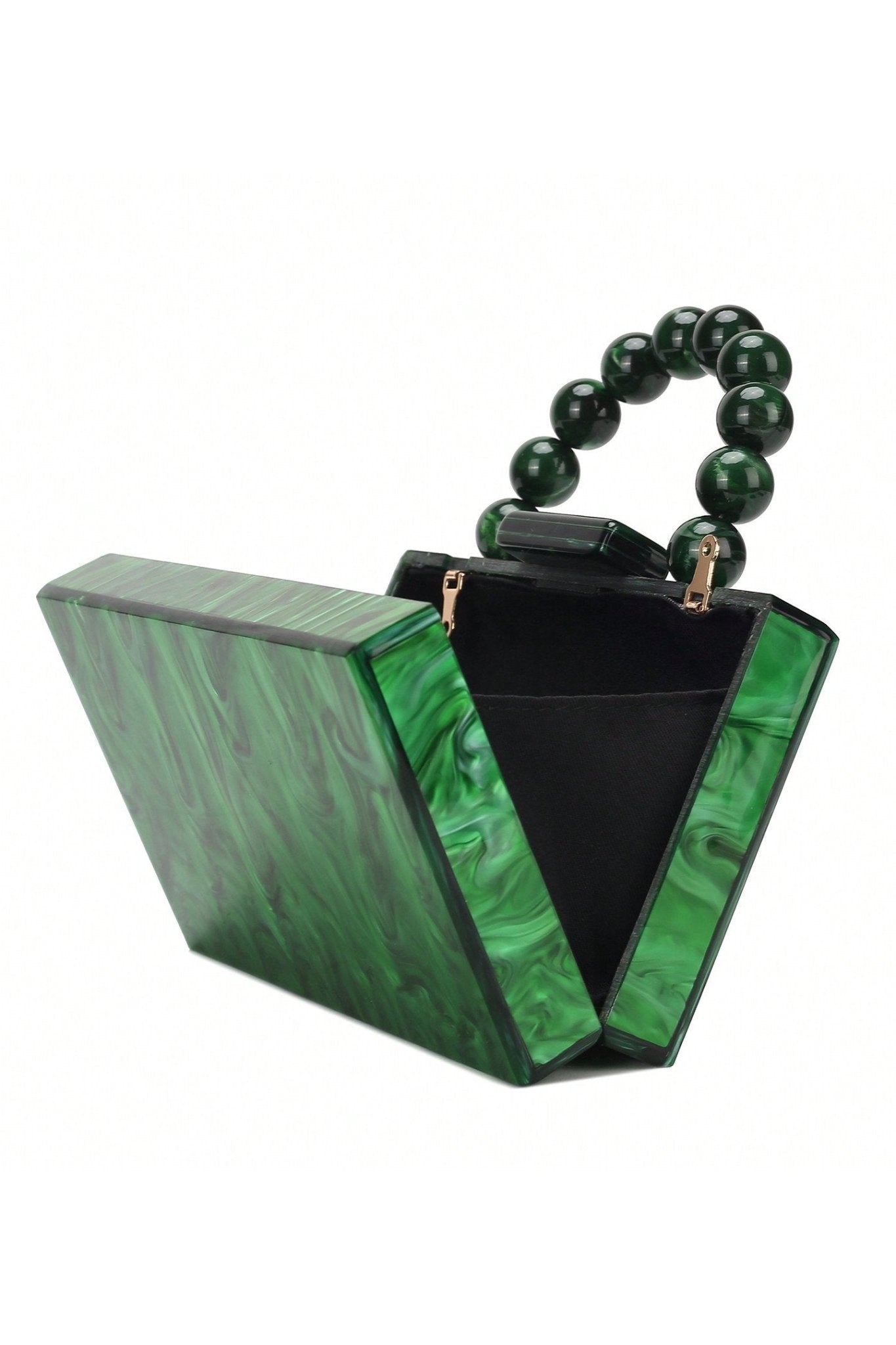 Handtasche Mit Perlenkette Und Marmormuster