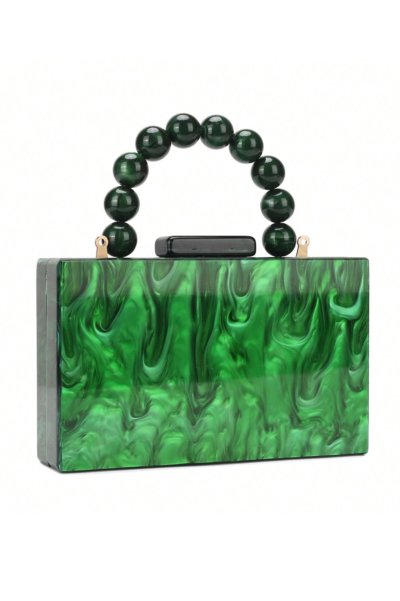 Handtasche Mit Perlenkette Und Marmormuster