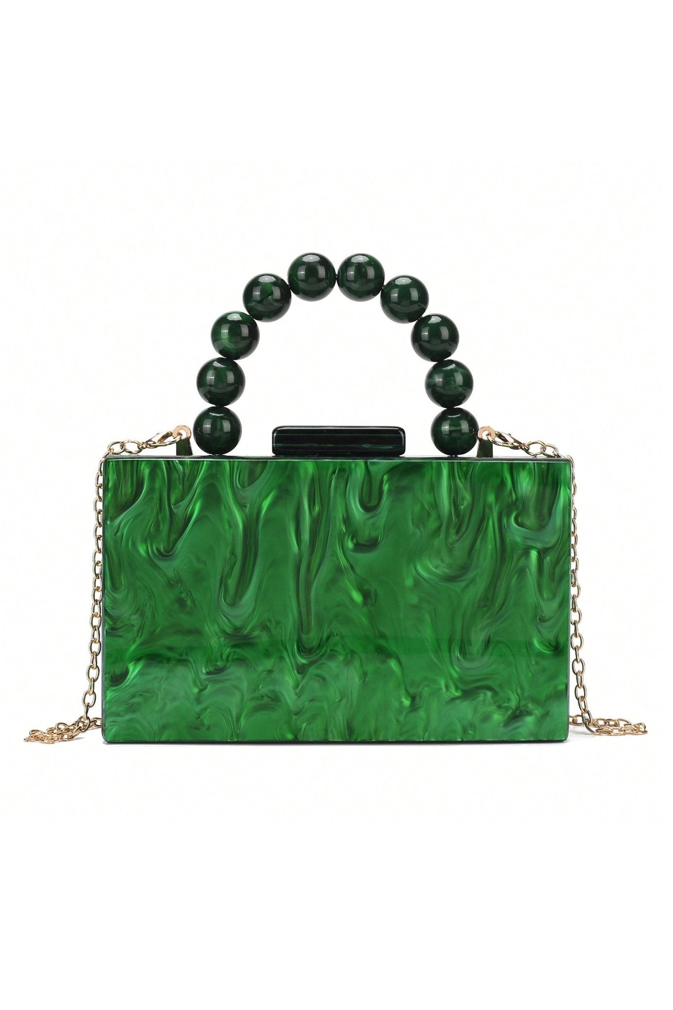 Handtasche Mit Perlenkette Und Marmormuster
