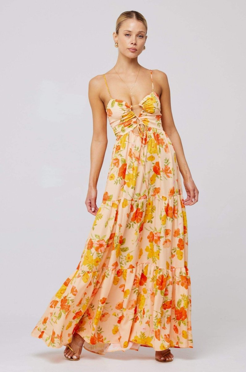 Lagen-Maxikleid Mit Blumendruck