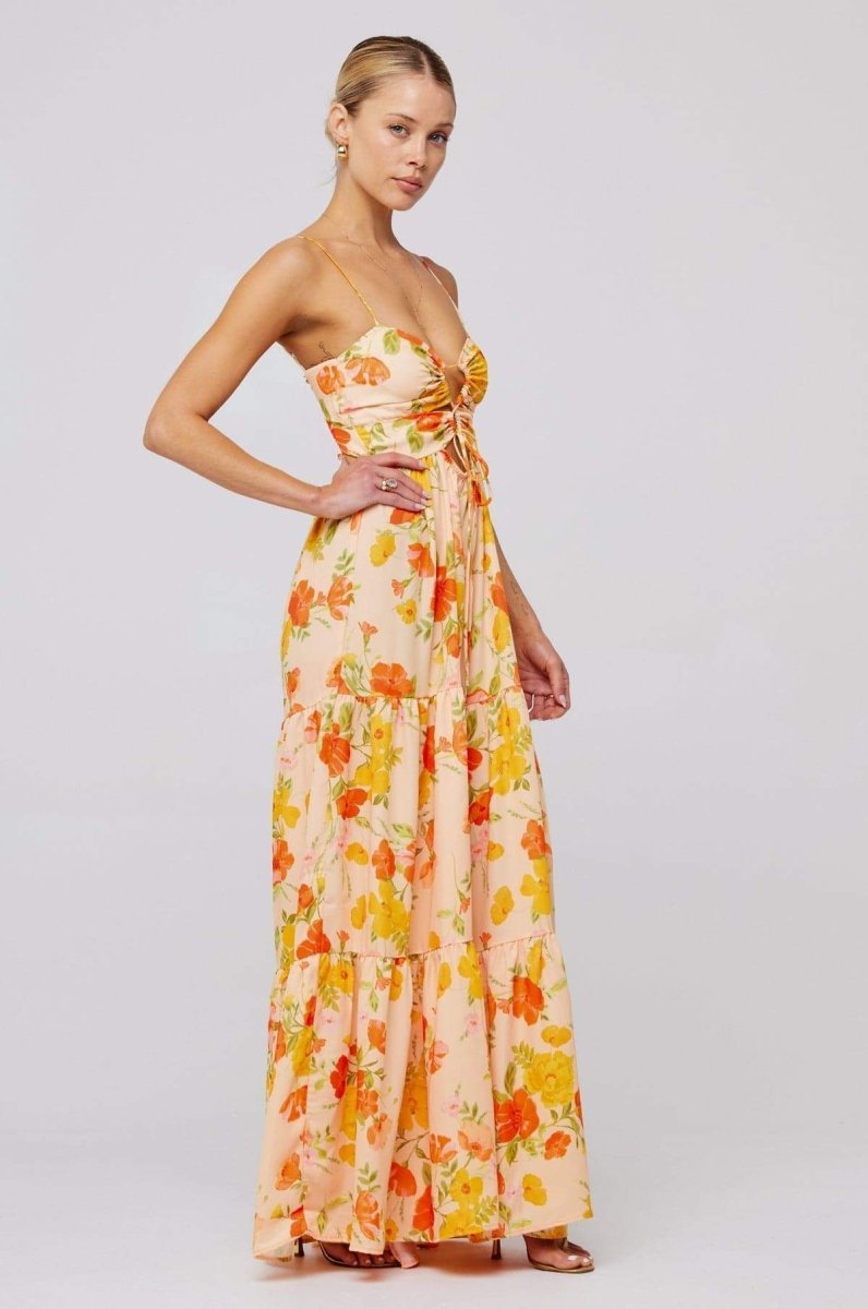 Lagen-Maxikleid Mit Blumendruck