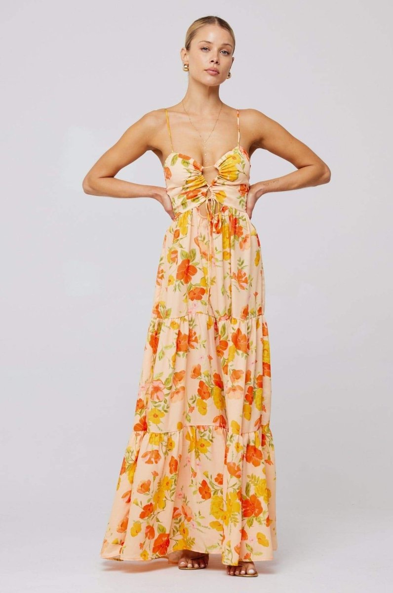Lagen-Maxikleid Mit Blumendruck