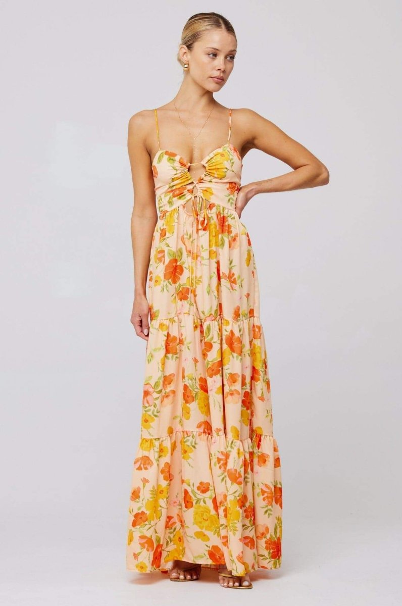 Lagen-Maxikleid Mit Blumendruck