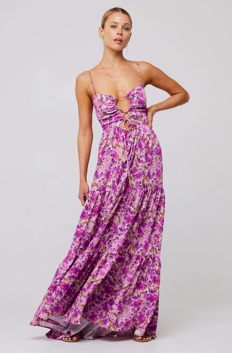 Lagen-Maxikleid Mit Blumendruck