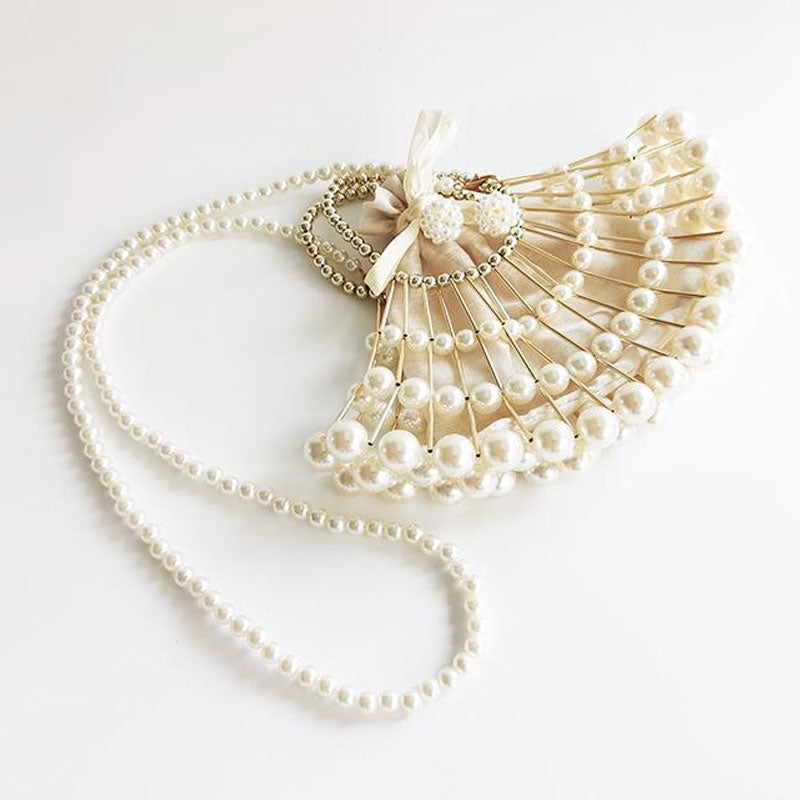 Beige Partytasche Mit Glänzendem Kunstperlendetail