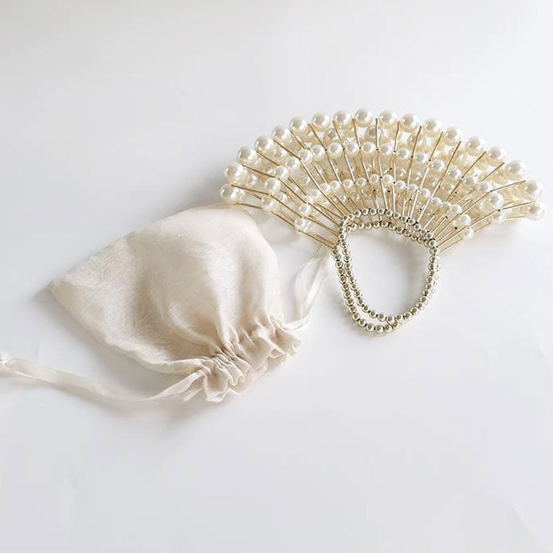 Beige Partytasche Mit Glänzendem Kunstperlendetail