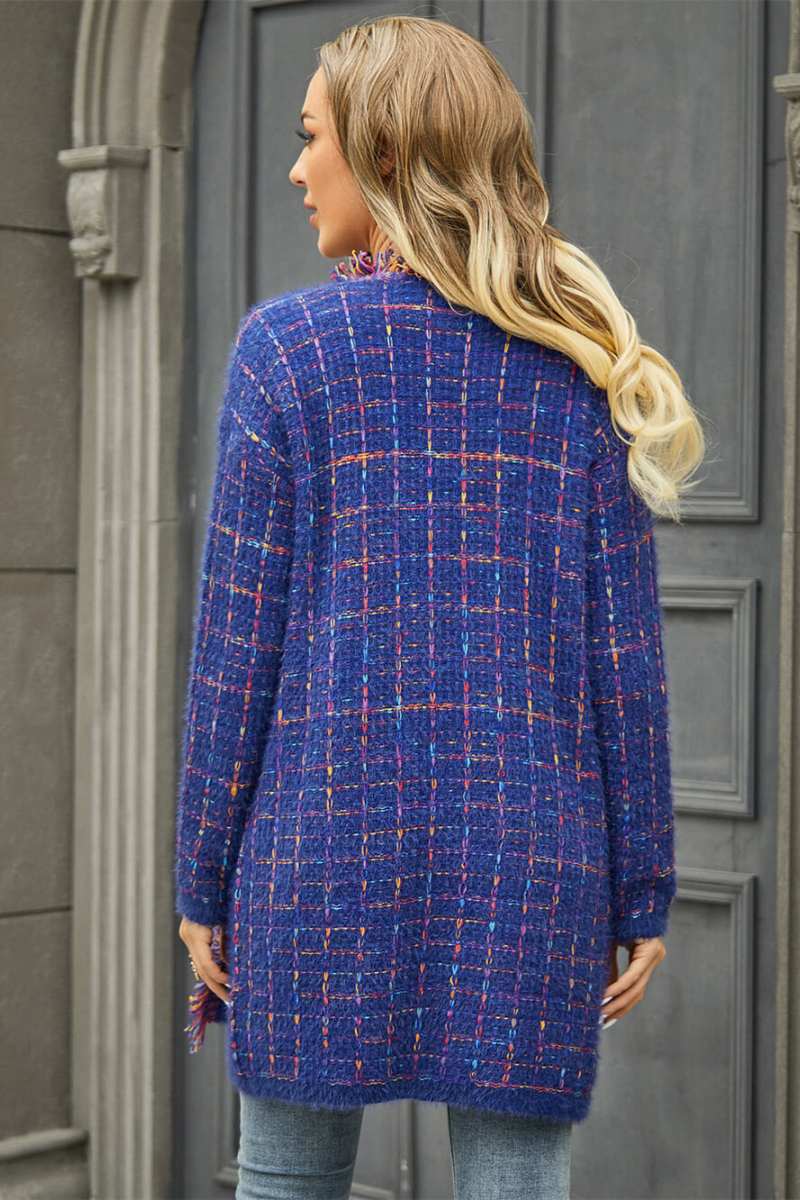 Elegante Karierte Strickjacke