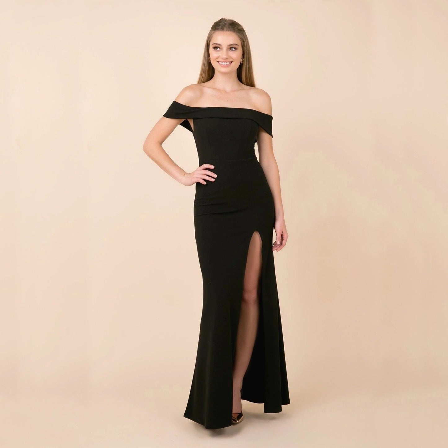 Crêpe-Kleid Mit Schlitz