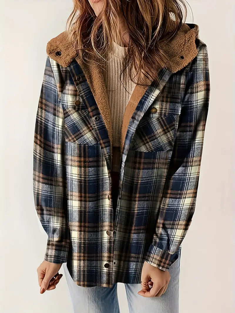 Karierte Jacke Mit Kapuze Und Reißverschluss
