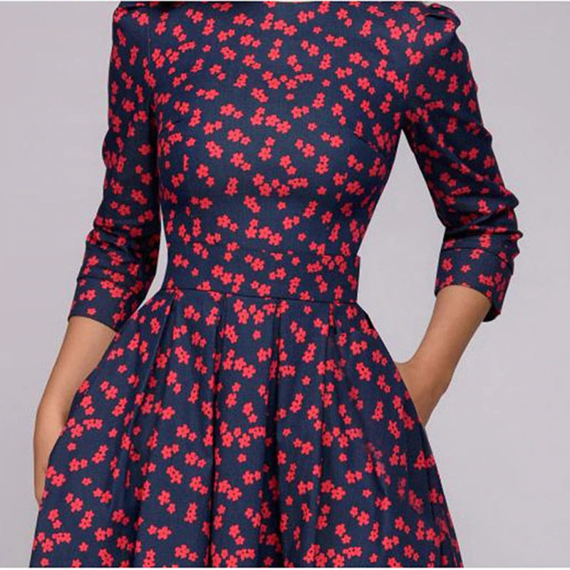 Blumenkleid Mit Dreiviertelärmeln