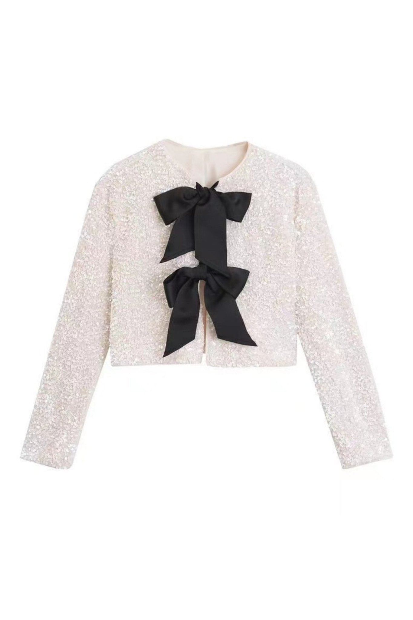 Kurze Jacke Mit Glitzernder Paillettenschleife