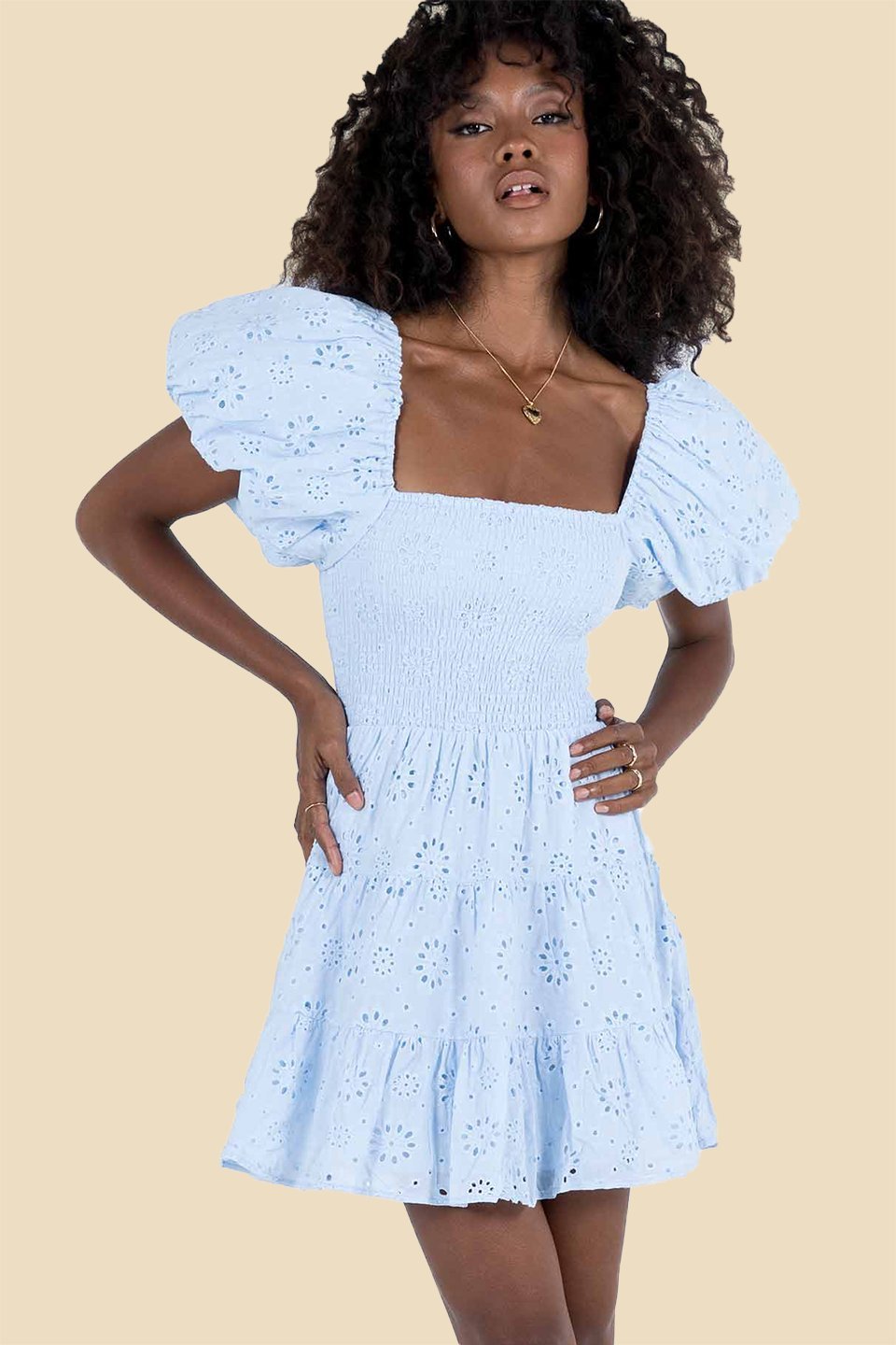 Minikleid Aus Baumwolle Mit Bestickter Spitze