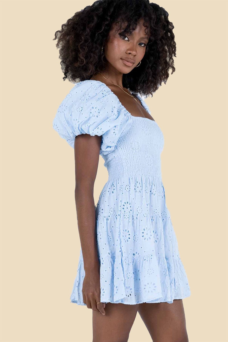 Minikleid Aus Baumwolle Mit Bestickter Spitze