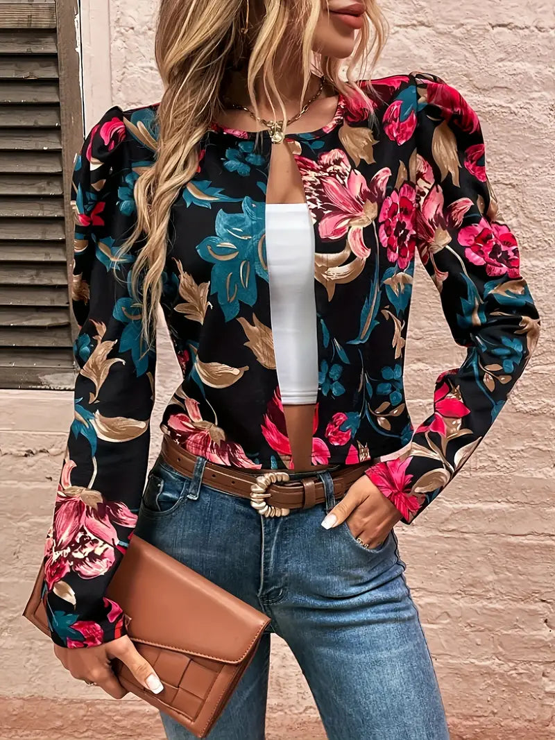 Stilvolle Jacke Mit Blumenmuster