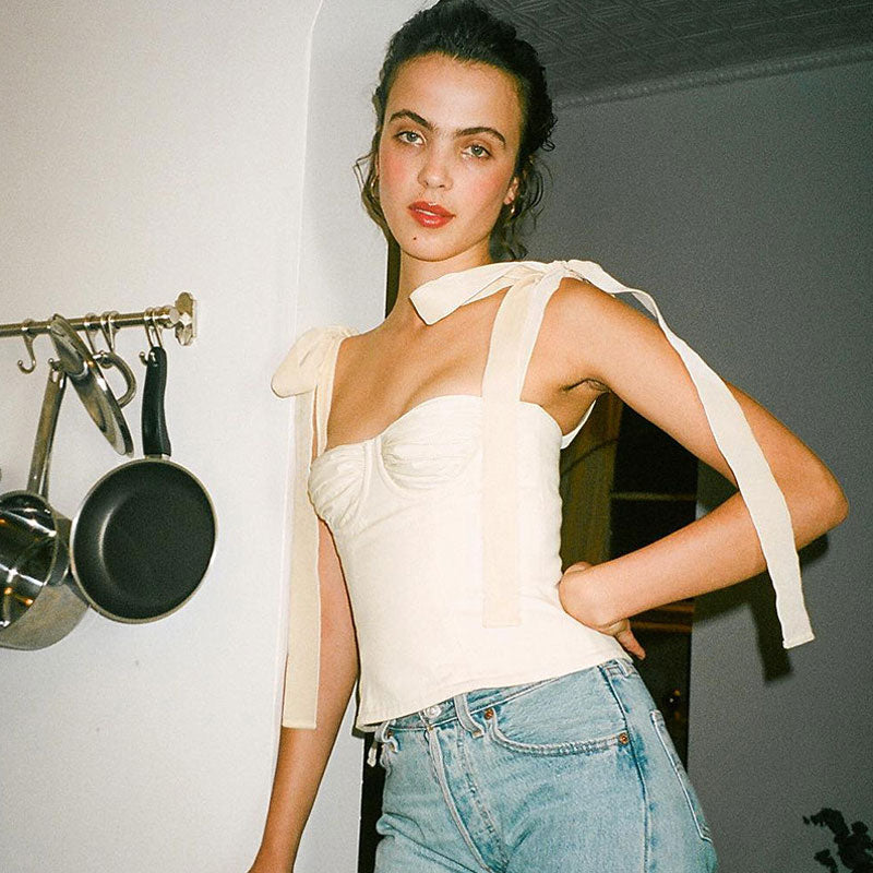 Schicker Schnür-Balkonett-Bustier Kurzes Top