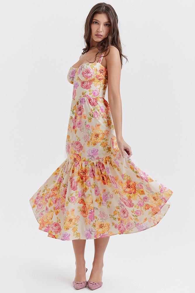 Gemustertes Ausgestelltes Midikleid