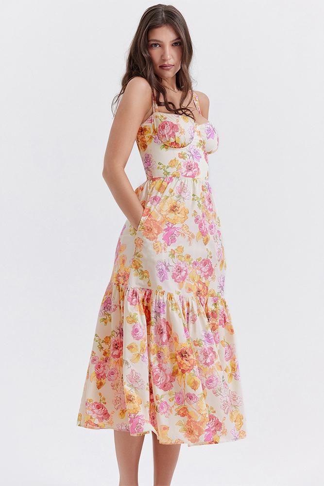Gemustertes Ausgestelltes Midikleid