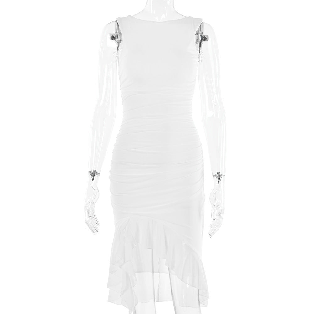 Ärmelloses Rückenfreies Midikleid