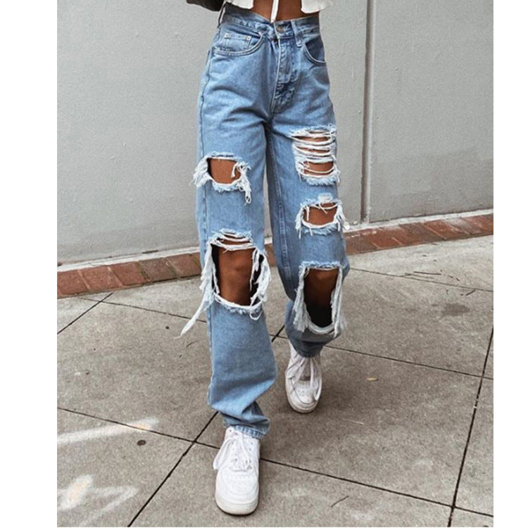 Damenjeans Mit Zerrissenen Details Und Verwaschenem Effekt