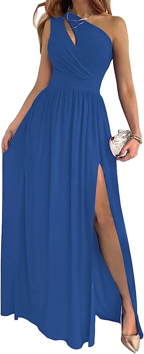 Maxi-Cocktailkleid Mit One-Shoulder-Träger Und Hohem Schlitz
