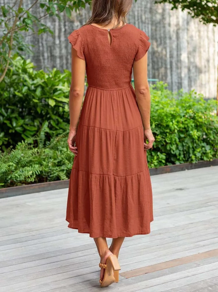 Sommerkleid Mit Rüschendetail Und Taschen