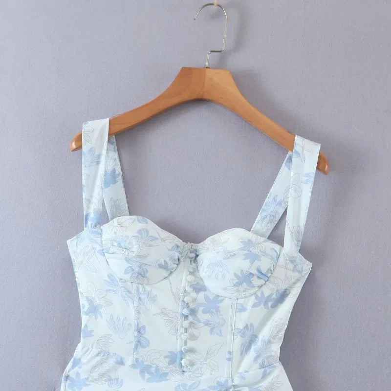 Tief Ausgeschnittenes Midikleid Mit Blumenmuster Und Schlitz