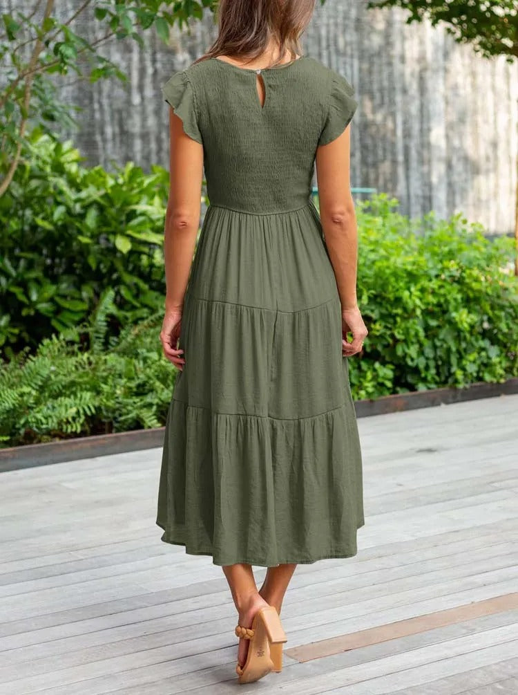 Sommerkleid Mit Rüschendetail Und Taschen