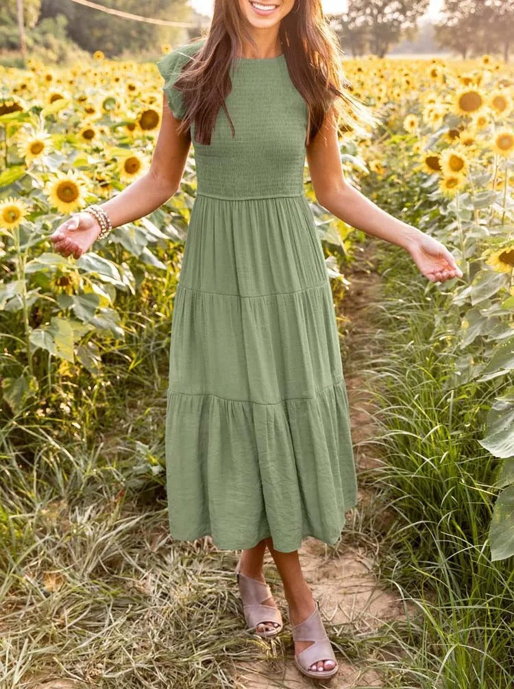Sommerkleid Mit Rüschendetail Und Taschen