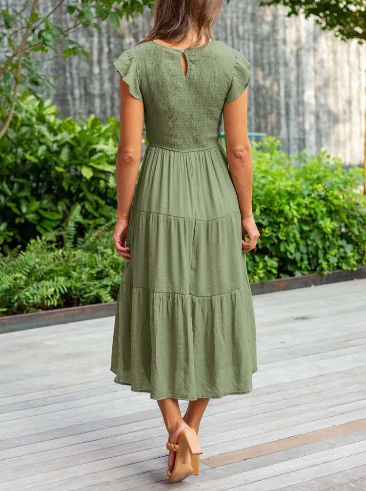Sommerkleid Mit Rüschendetail Und Taschen