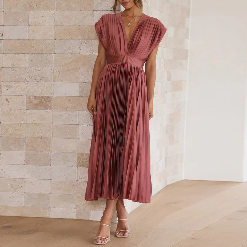 Kleid Mit V-Ausschnitt Und Schleife