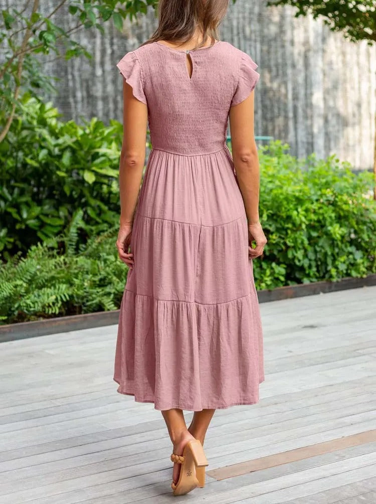 Sommerkleid Mit Rüschendetail Und Taschen