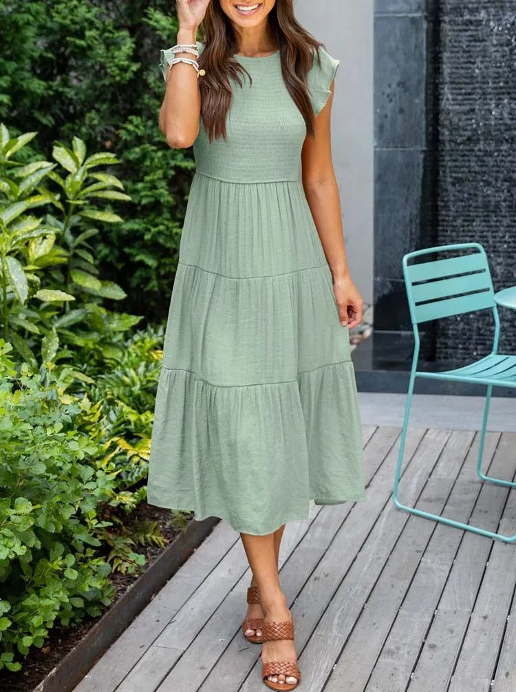 Sommerkleid Mit Rüschendetail Und Taschen